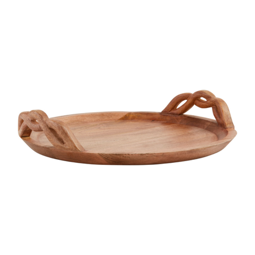 Mud Pie Twisted Handle Wood Tray