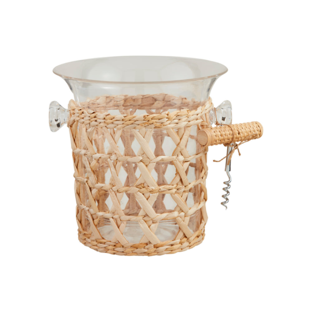Mud Pie Woven Acrylic Ice Bucket Set