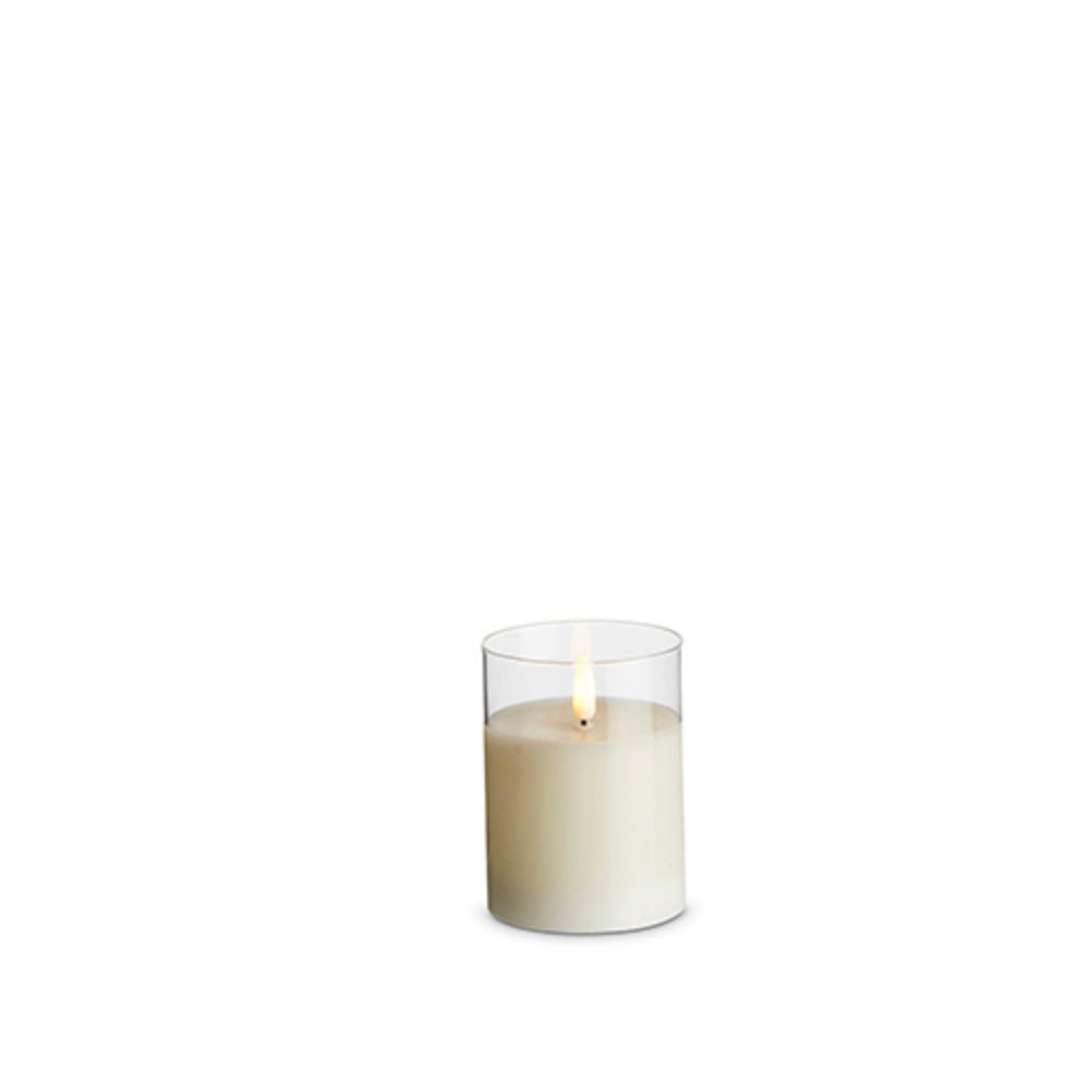 Raz Imports Battery Powered Clear Glass Ivory Pillar Candle