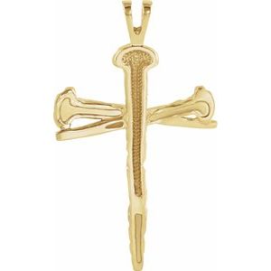14K Yellow Nail Design Cross Pendant R8293:304082:P