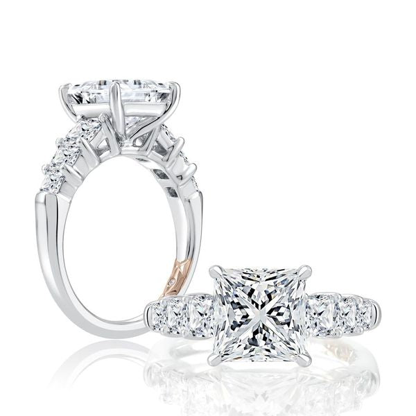 A.Jaffe Engagement Rings Five Stone Diamond Engagement Ring with Baguette and Pear Shaped Stones MECPC2904L/426