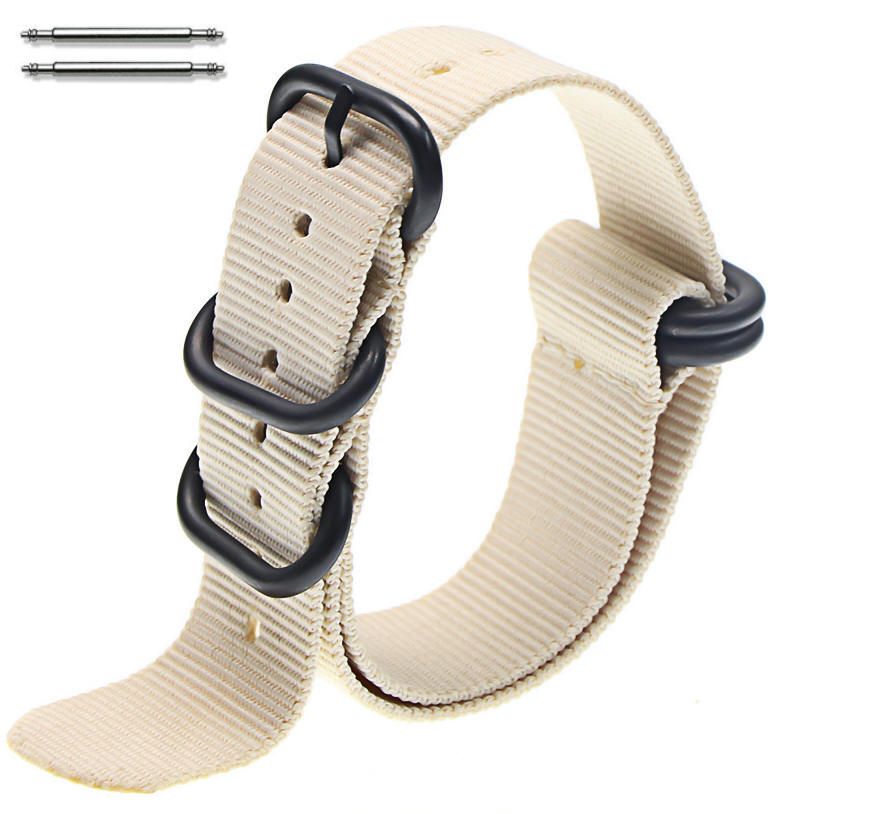 5 Ring Ballistic Army Military Khaki Nylon Fabric 18mm Replacement Watch Band #3022