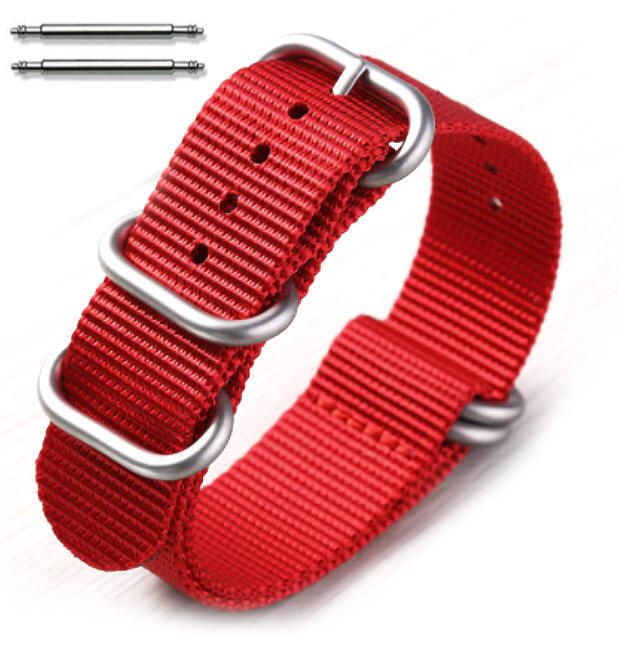 5 Ring Ballistic Army Military Red Nylon Fabric 24mm Replacement Watch Band #3027