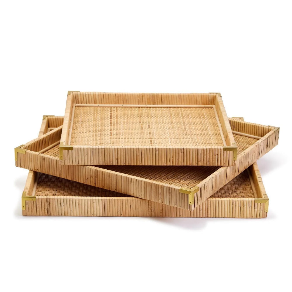 Two's Company Rattan Square Tray