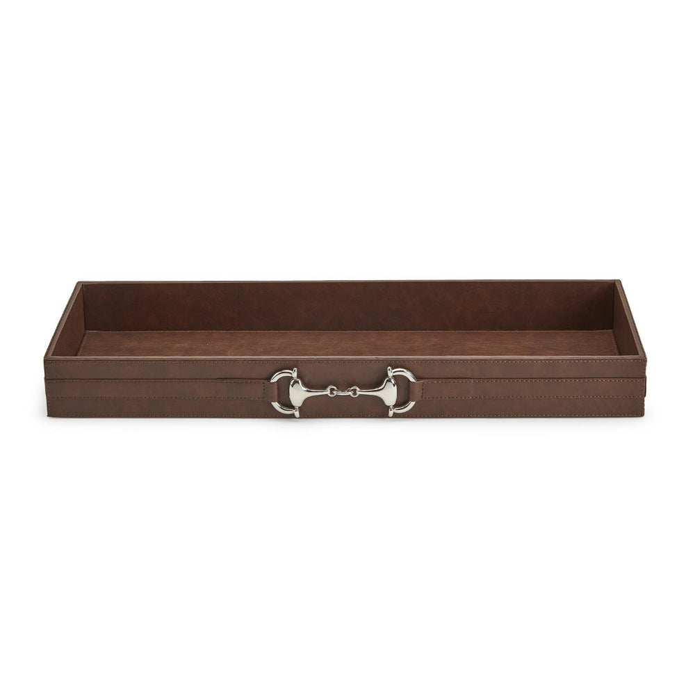 Two's Company Equus Long Bar/Table Side Tray with Polished Horse Bit Accent