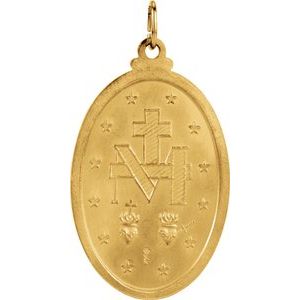 14K Yellow 23x16 mm Oval Miraculous Medal R5020:63190:P