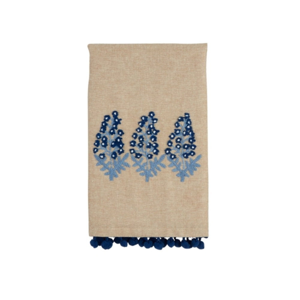 Mud Pie Blue Floral Embroidered Towel