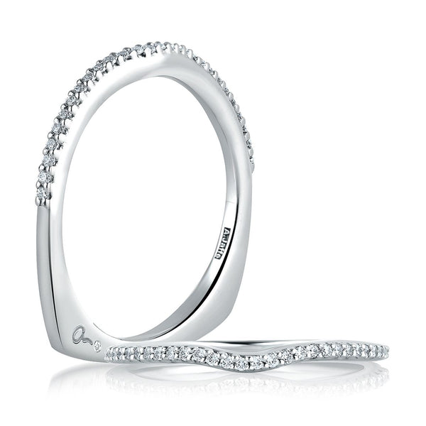 A.Jaffe Wedding Bands Micro Shared Prongs Signature Contour Band MRS178/14