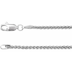 Rhodium-Plated Sterling Silver 1.8 mm Wheat 7" Chain CH971:RP101:P
