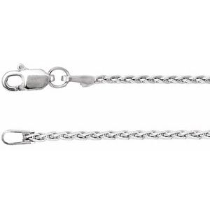 Rhodium-Plated Sterling Silver 1.5 mm Wheat 7" Chain CH973:RP101:P