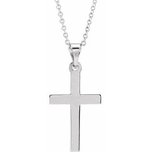 Sterling Silver Cross 18" Necklace   R41279:6012:P