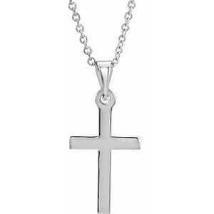 Sterling Silver Cross 18" Necklace   R41279:6011:P