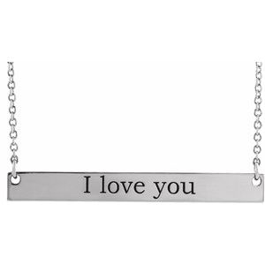 Sterling Silver Engravable Bar 18" Necklace 87363:220:P