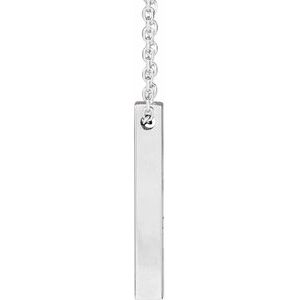 Sterling Silver Engravable Four-Sided Bar 16-18" Necklace 87619:116:P