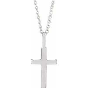 Sterling Silver Knife-Edge Cross 16-18" Necklace R50005:132:P