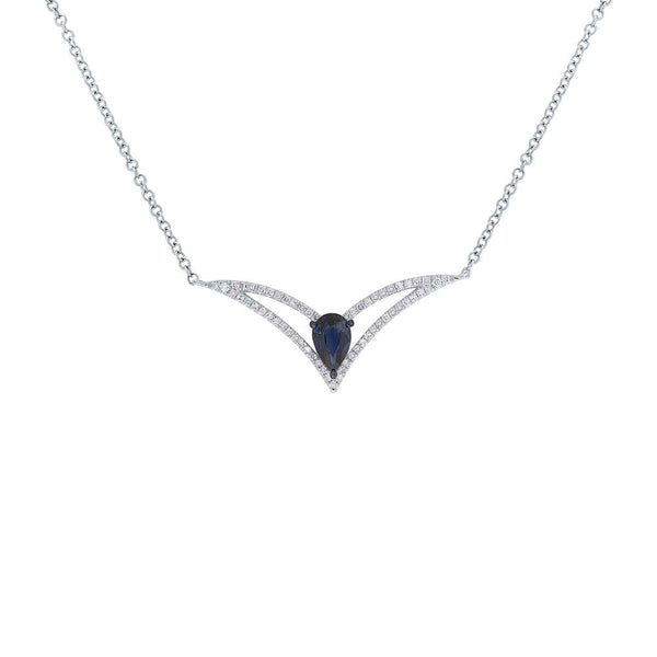 Shy Creation 0.15Ct Diamond & 0.47Ct Blue Sapphire Necklace COR36213680