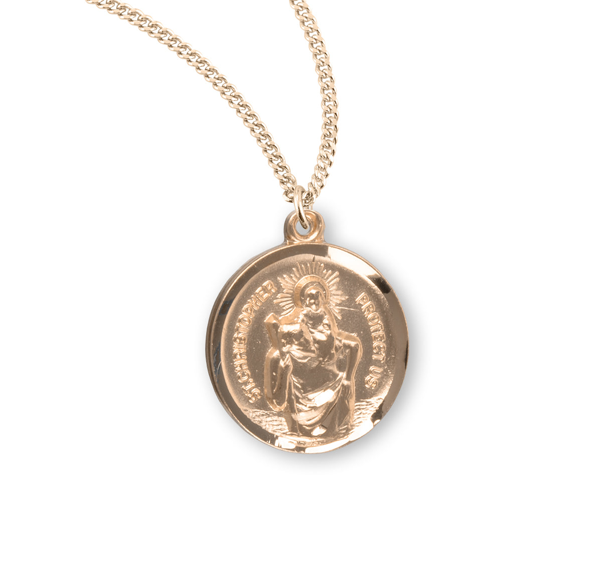 St. Christopher Gold Medal Necklace with 16K Gold Finish