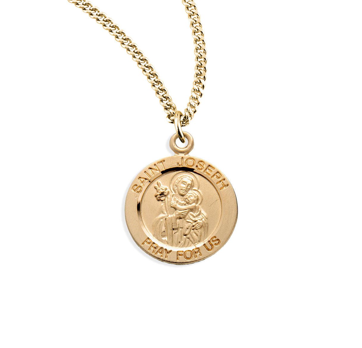 St. Joseph Gold Medal Necklace in 16K Gold and Silver