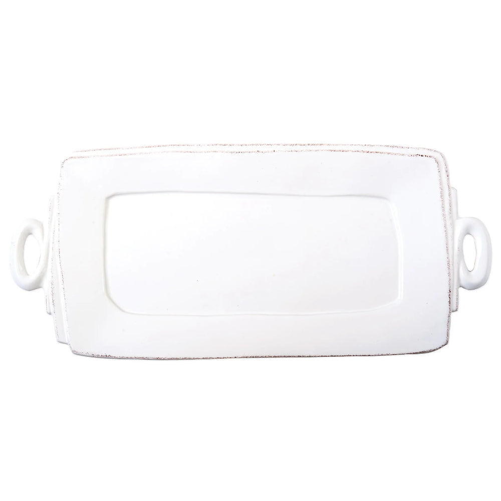 Vietri Lastra White Handled Rectangular Platter