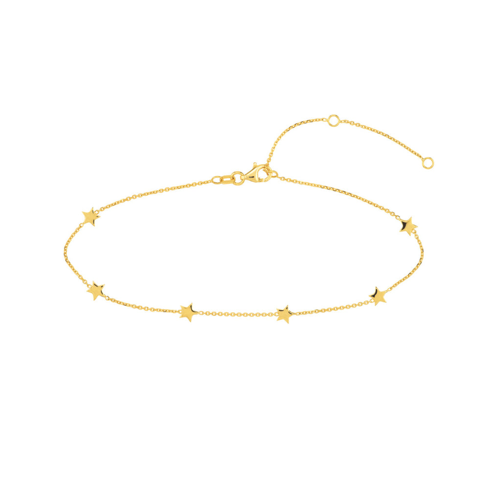 14k Gold Mini Star Adjustable Anklet