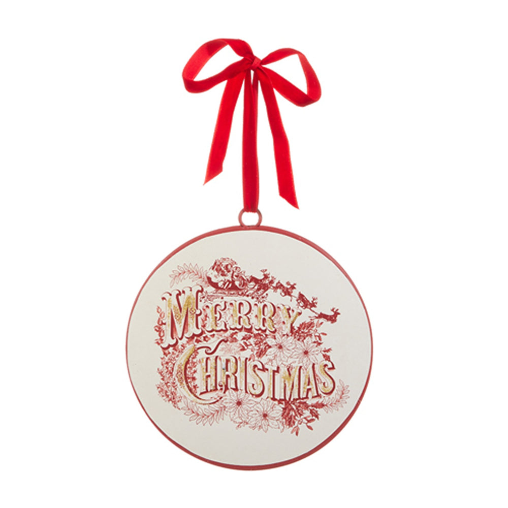 Raz Imports 6" Vintage Merry Christmas Disc Ornament