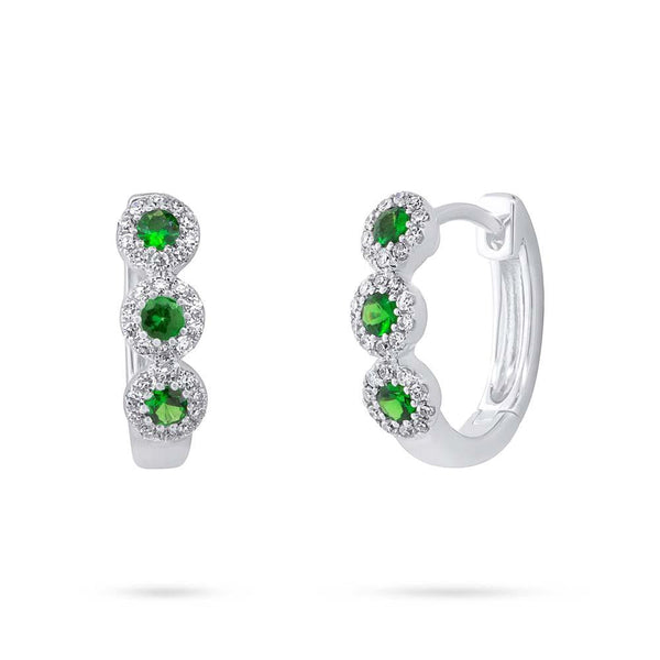 Shy Creation 0.15Ct Diamond & 0.26Ct Green Garnet Huggie Earring SC55004632