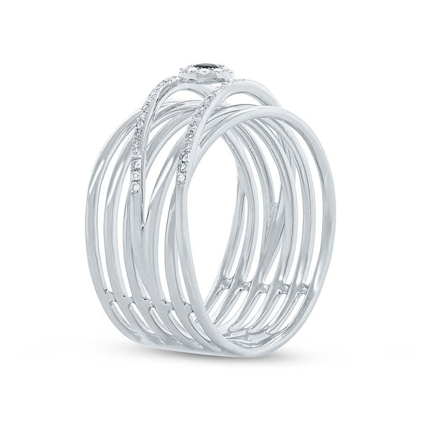 Shy Creation 0.15Ct Diamond & 0.08Ct Blue Sapphire Bridge Ring SC55005194