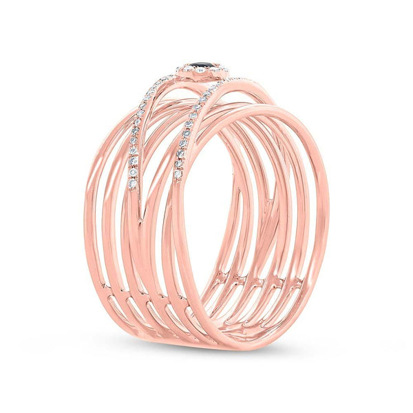 Shy Creation 0.15Ct Diamond & 0.08Ct Blue Sapphire Bridge Ring SC55005196