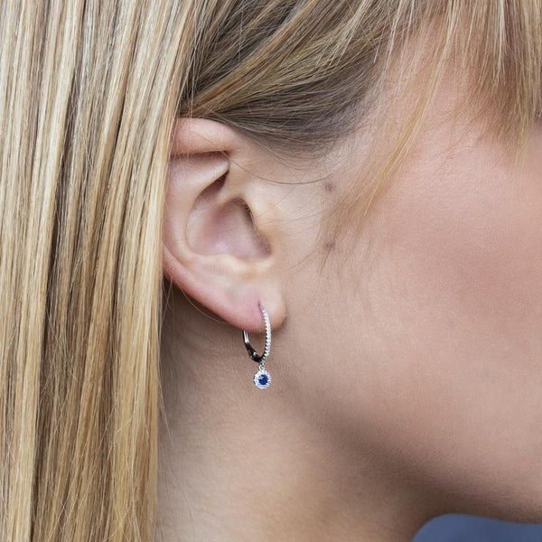 Shy Creation 0.15Ct Diamond & 0.23Ct Blue Sapphire Earring SC55006090