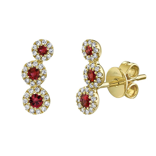 Shy Creation 0.15Ct Diamond & 0.25Ct Ruby Stud Earring SC55007453V2
