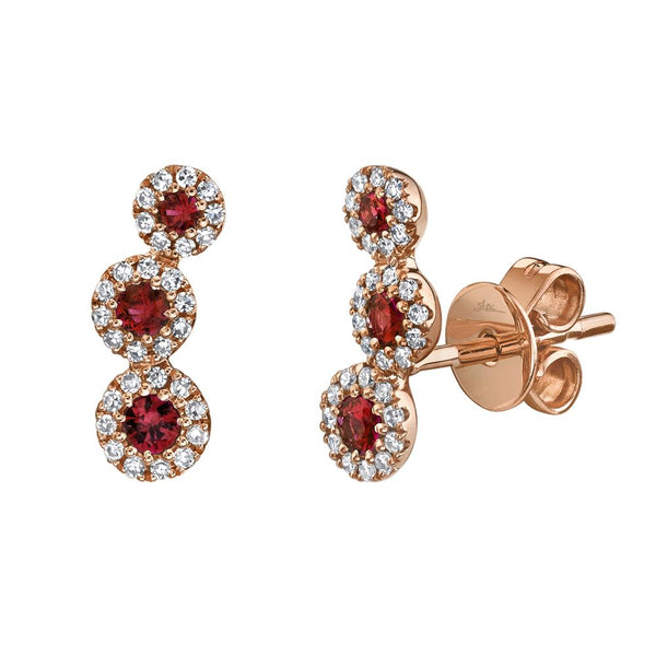 Shy Creation 0.15Ct Diamond & 0.25Ct Ruby Stud Earring SC55007454V2