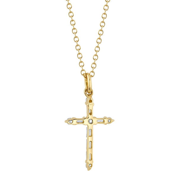 Shy Creation 0.15Ct Diamond Baguette Cross Necklace SC55024397
