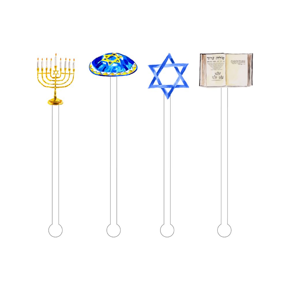Acrylic Sticks Hanukkah Acrylic Stir Sticks- Set of 4