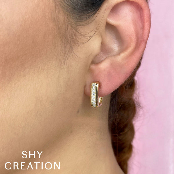 Shy Creation 0.24Ct Diamond Rectangle Earring SC22009241