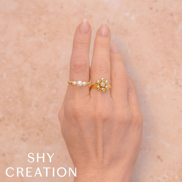 Shy Creation 0.19Ct Diamond Bezel Flower Ring SC55028714