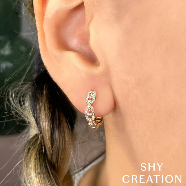 Shy Creation 0.24Ct Diamond Link Hoop Earring SC55024380D0.60