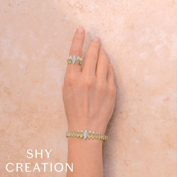 Shy Creation 0.19Ct Diamond Ribbed Pave Marquise Bangle SC55028633ZS