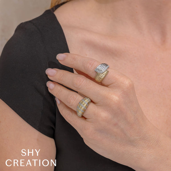 Shy Creation 0.24Ct Diamond Ribbed Ring SC55028883