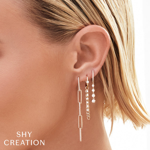 Shy Creation 0.24Ct Diamond Paper Clip Link Earring SC55009644V2