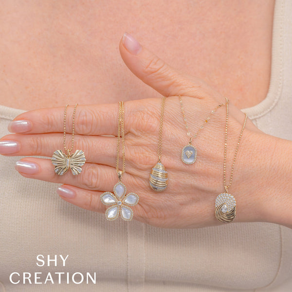 Shy Creation 0.14Ct Diamond Ribbed Necklace SC55028887RD