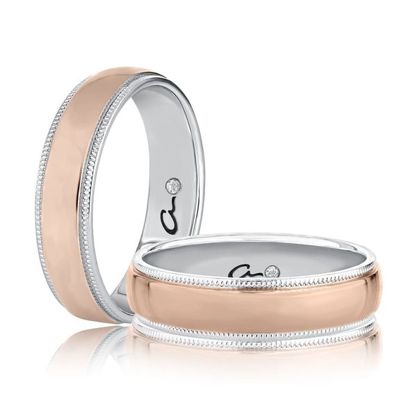 A.Jaffe Wedding Bands Classic Dome Shaped Two Tone Men's Wedding Band GR1034-6/PL