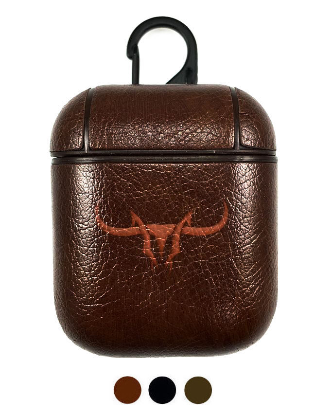 Apple AirPods 1 2 Pro Charging Case Leather Cover Bull Skull Horn Image #0013