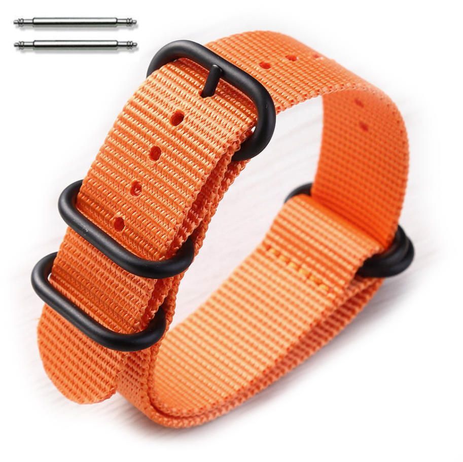 Armitron Compatible 5 Ring Ballistic Army Military Orange Nylon Fabric Replacement Watch Band #3026
