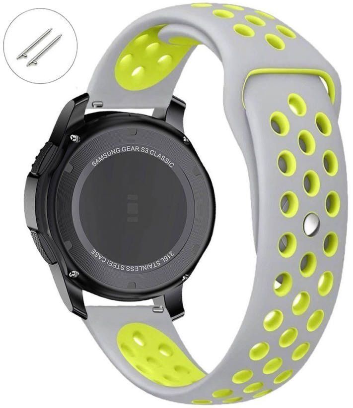 Armitron Compatible Grey & Green Sports Silicone Replacement Watch Band Strap Quick Release Pins #4077