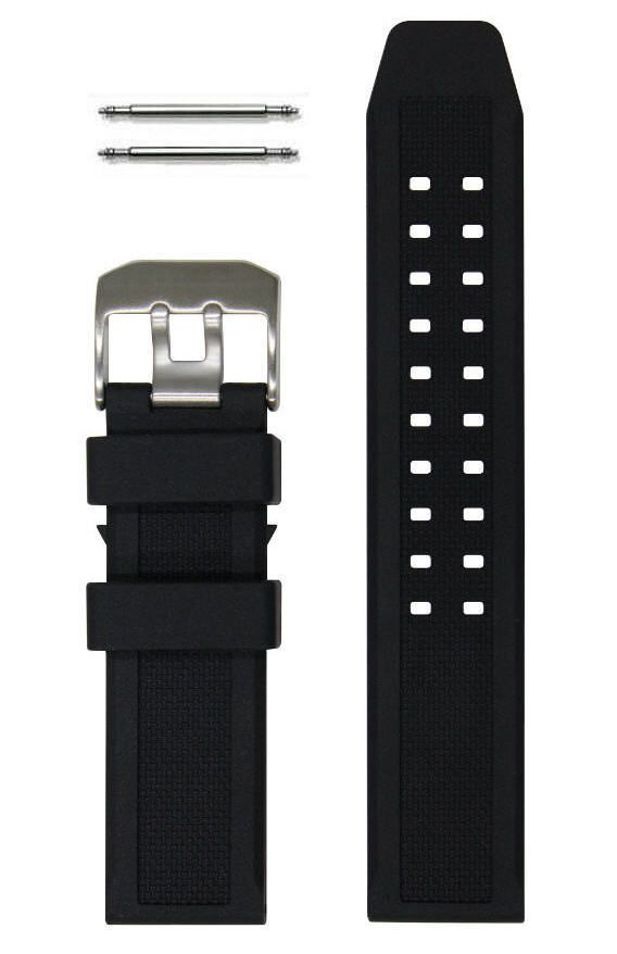 Baume & Mercier Compatible Black Rubber Silicone Replacement Watch Band Strap PVD Steel Buckle #4001
