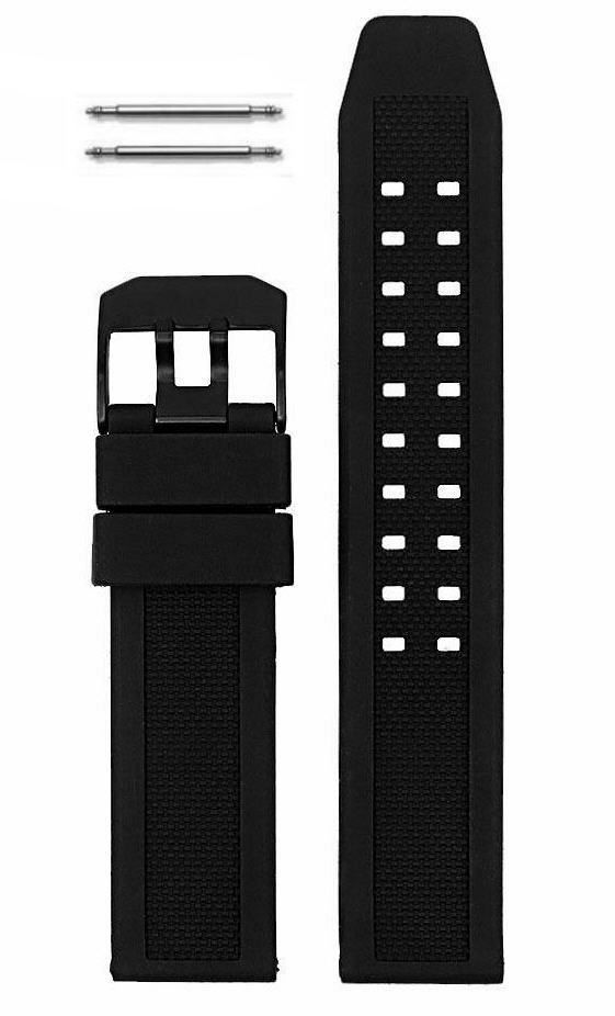 Baume & Mercier Compatible 23mm Black Rubber Silicone Replacement Watch Band Strap PVD Steel Buckle #4002