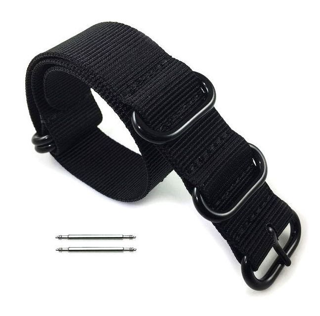 Baume & Mercier Compatible 5 Ring Ballistic Army Military Black Nylon Replacement Watch Band Strap PVD #3014