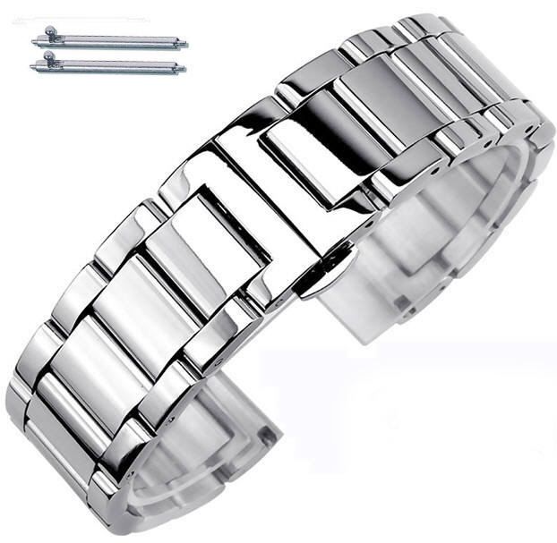 Baume & Mercier Compatible Stainless Steel Metal Bracelet Replacement Watch Band Strap Push Butterfly Clasp #5010