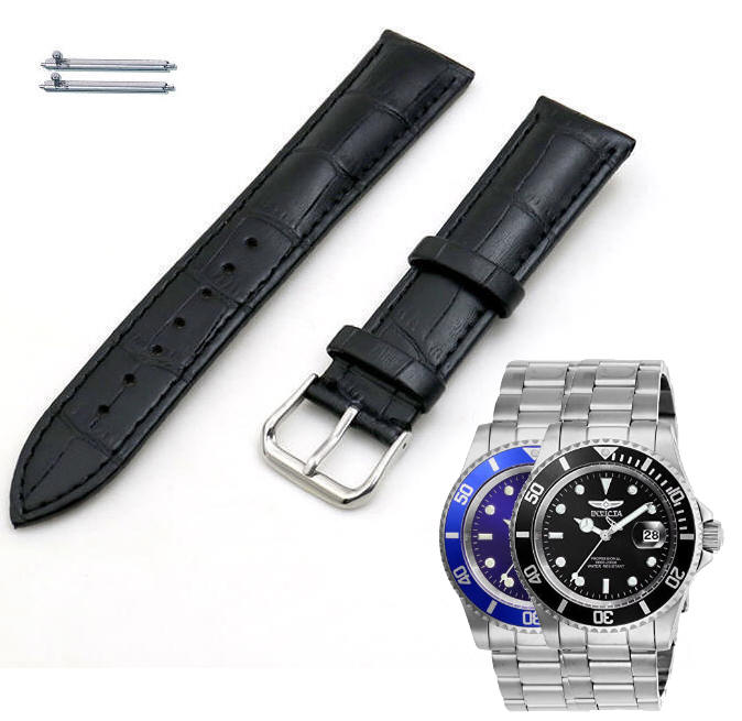 Black Croco Leather Watch Band Strap Fits Invicta Pro Diver 40mm 26970 26971 #41