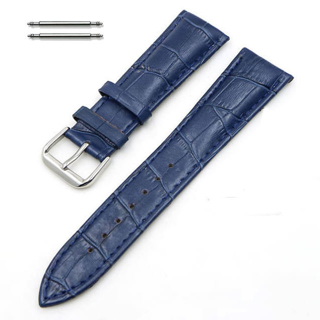 Dark Blue Croco Leather Replacement 26mm Watch Band Strap Steel Buckle #1043